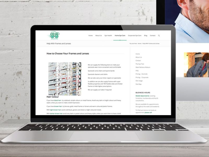 Eyecare Anywhere CMS Website Laptop View