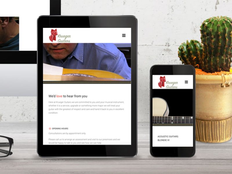 Responsive Krueger Guitars Mobile View